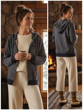 Roots S Unisex Canadian Heritage Loungewear Athleisure Cabincore Full Zip Hoodie